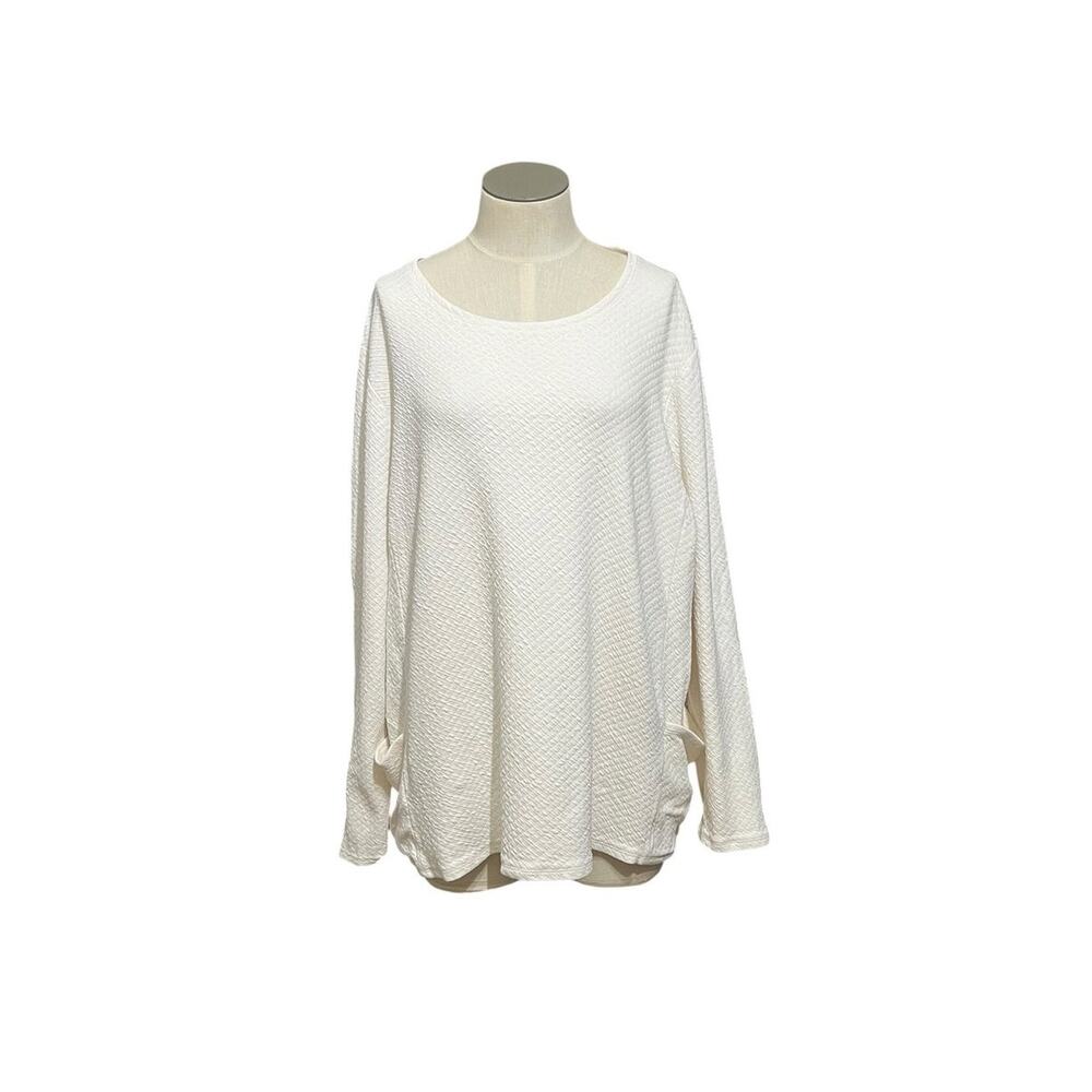 Lagenlook Lounge Pure Jill Resort Coastal Ivory Textured Pocket Shirt Sz XL